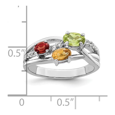 Sterling Silver Citrine & Garnet Multi-Gemstone Ring – view 4