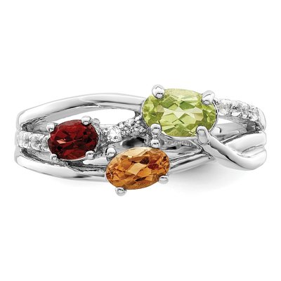 Sterling Silver Citrine & Garnet Multi-Gemstone Ring – view 6