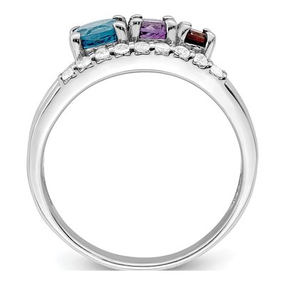 Sterling Silver Swiss Blue Topaz & Amethyst Multi-Gemstone Ring – view 3