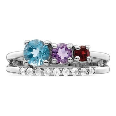 Sterling Silver Swiss Blue Topaz & Amethyst Multi-Gemstone Ring – view 6