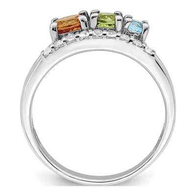 Sterling Silver Citrine & Peridot Multi-Gemstone Bypass Ring – view 3