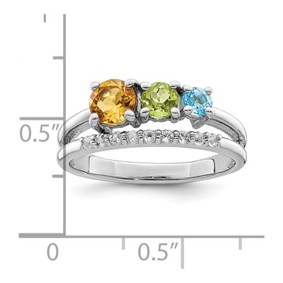 Sterling Silver Citrine & Peridot Multi-Gemstone Bypass Ring – view 4