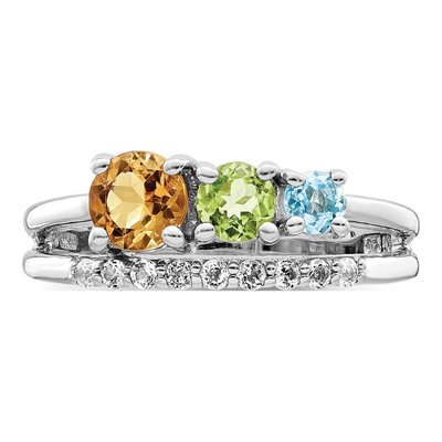 Sterling Silver Citrine & Peridot Multi-Gemstone Bypass Ring – view 6