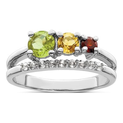 Sterling Silver Peridot & Citrine Bypass Ring