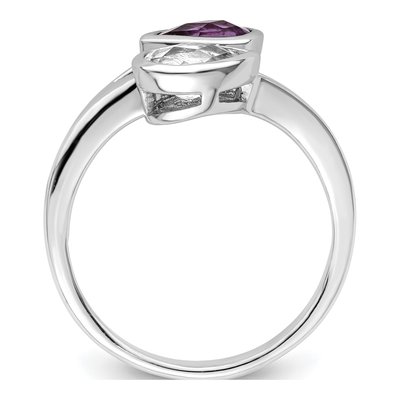 Sterling Silver Amethyst & White Topaz Pear Ring – view 3