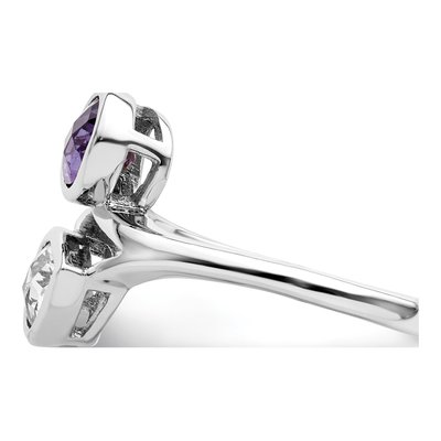 Sterling Silver Amethyst & White Topaz Pear Ring – view 5