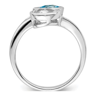 Sterling Silver Sky Blue Topaz & White Topaz ByPass Ring – view 3