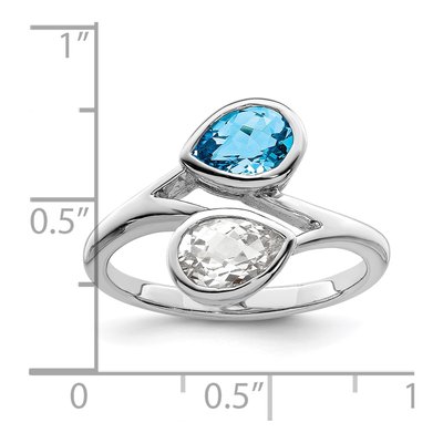 Sterling Silver Sky Blue Topaz & White Topaz ByPass Ring – view 4