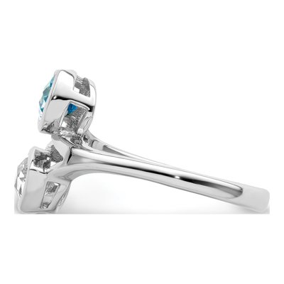 Sterling Silver Sky Blue Topaz & White Topaz ByPass Ring – view 5