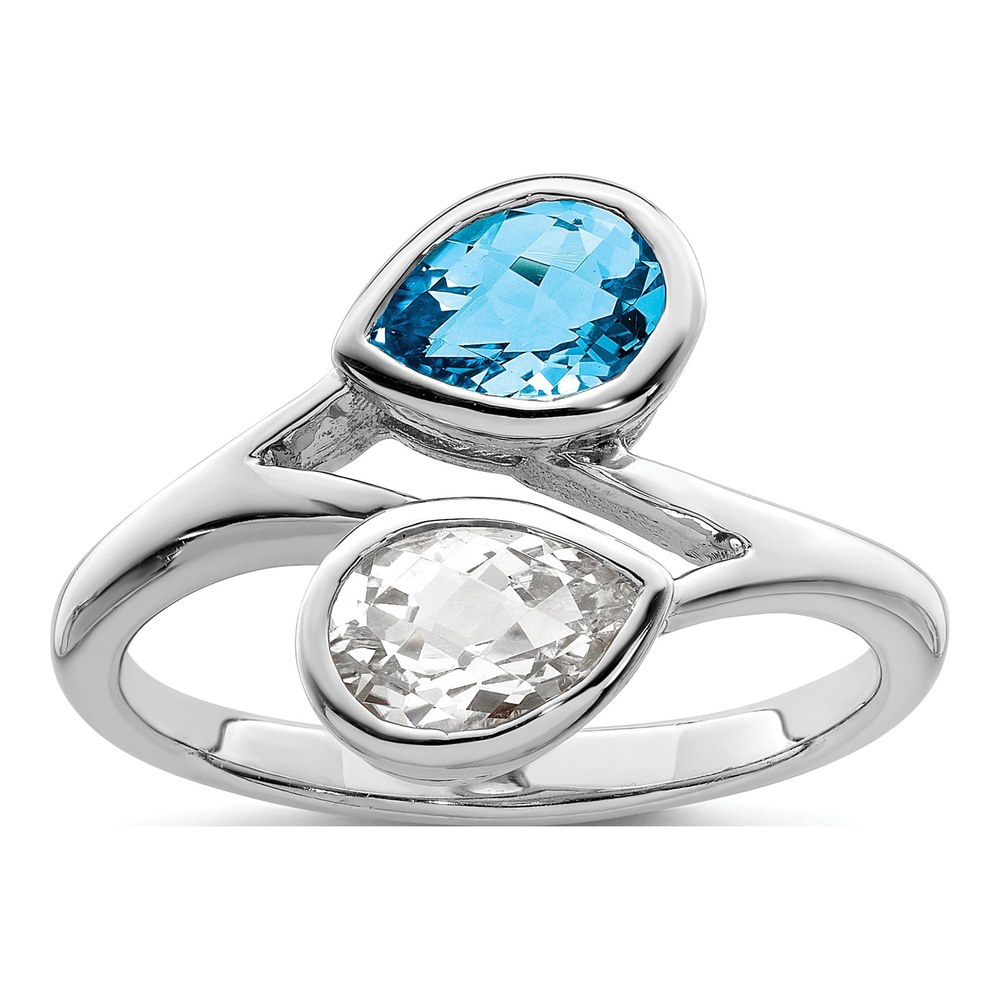 Sterling Silver Sky Blue Topaz & White Topaz ByPass Ring