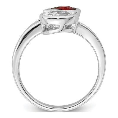 Sterling Silver Garnet & White Topaz Bypass Ring – view 3