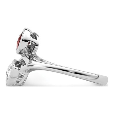 Sterling Silver Garnet & White Topaz Bypass Ring – view 5