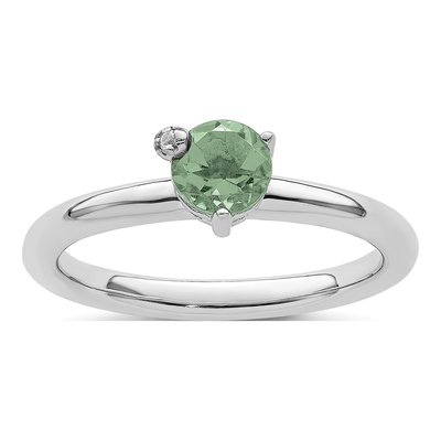 Sterling Silver Prasiolite & White Topaz Ring