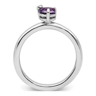 Sterling Silver Amethyst & White Topaz Ring – view 3
