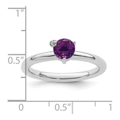 Sterling Silver Amethyst & White Topaz Ring – view 4