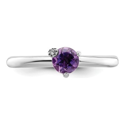 Sterling Silver Amethyst & White Topaz Ring – view 6