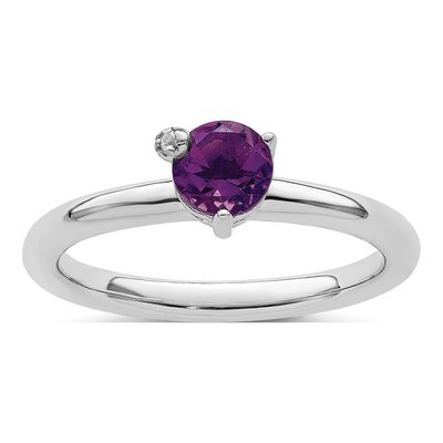 Sterling Silver Amethyst & White Topaz Ring