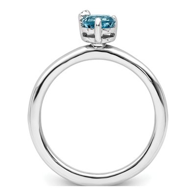 Sterling Silver Swiss Blue Topaz & White Topaz Ring – view 3