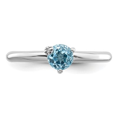 Sterling Silver Swiss Blue Topaz & White Topaz Ring – view 6