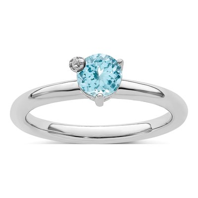 Sterling Silver Swiss Blue Topaz & White Topaz Ring