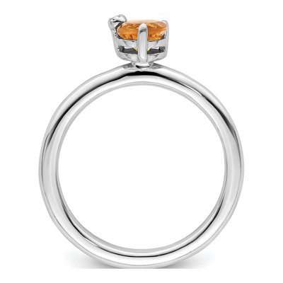 Sterling Silver Citrine & White Topaz Circle Ring – view 3