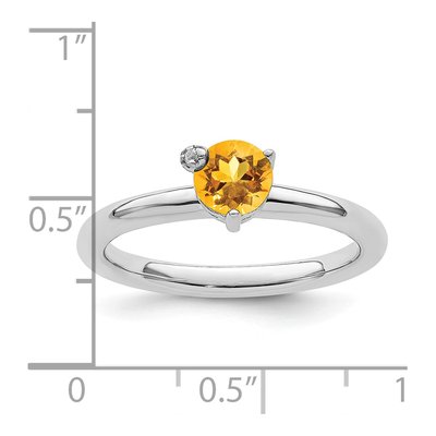 Sterling Silver Citrine & White Topaz Circle Ring – view 4
