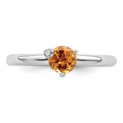 Sterling Silver Citrine & White Topaz Circle Ring – view 6