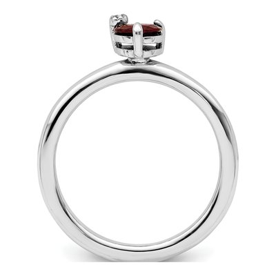 Sterling Silver Garnet & White Topaz Ring – view 3