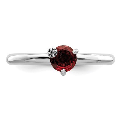 Sterling Silver Garnet & White Topaz Ring – view 6