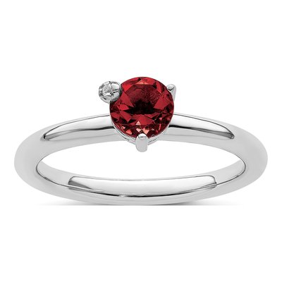 Sterling Silver Garnet & White Topaz Ring