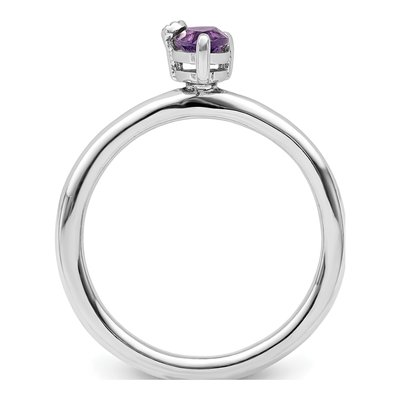 Sterling Silver Amethyst & White Topaz Pear Ring – view 3