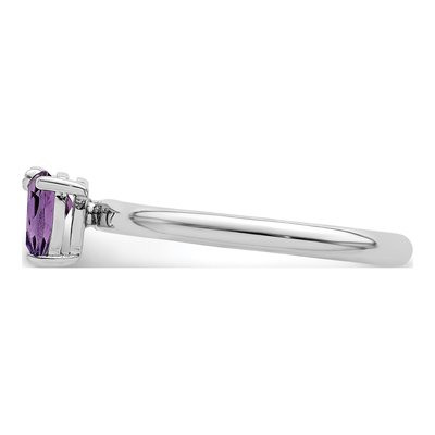 Sterling Silver Amethyst & White Topaz Pear Ring – view 5
