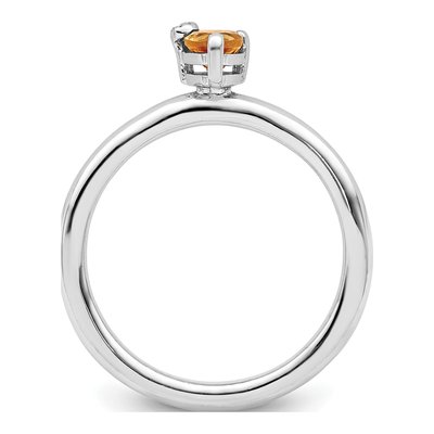 Sterling Silver Citrine & White Topaz Pear Ring – view 3