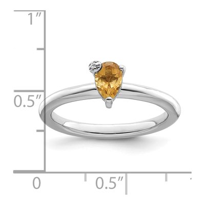 Sterling Silver Citrine & White Topaz Pear Ring – view 4