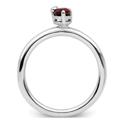 Sterling Silver Garnet & White Topaz Pear Ring – view 3