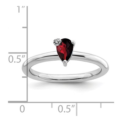 Sterling Silver Garnet & White Topaz Pear Ring – view 4