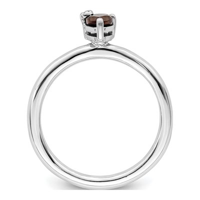 Sterling Silver Smoky Quartz & White Topaz Pear Ring – view 3