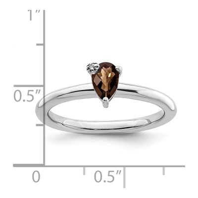 Sterling Silver Smoky Quartz & White Topaz Pear Ring – view 4