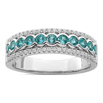 Sterling Silver CZ Aqua Ring