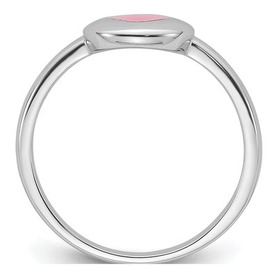 Sterling Silver Girls' Pink Enamel Heart Ring – view 3
