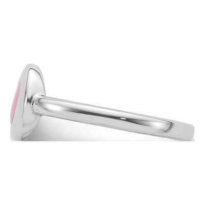 Sterling Silver Girls' Pink Enamel Heart Ring – view 4