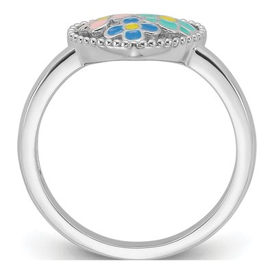 Sterling Silver Girl's Enameled Heart Ring – view 3