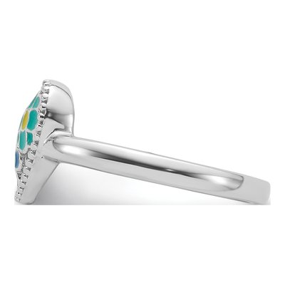 Sterling Silver Girl's Enameled Heart Ring – view 4