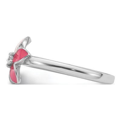 Sterling Silver CZ Girl's Flower Ring – view 4