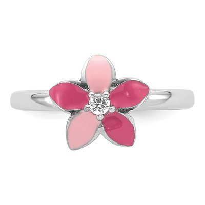 Sterling Silver CZ Girl's Flower Ring – view 5