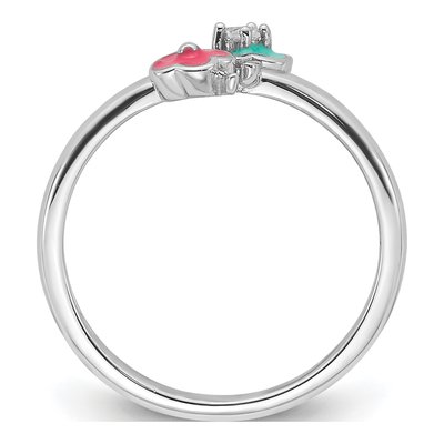 Sterling Silver CZ Girls' Floral Ring – view 3