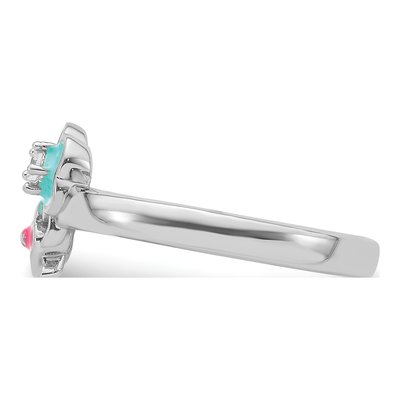 Sterling Silver CZ Girls' Floral Ring – view 4