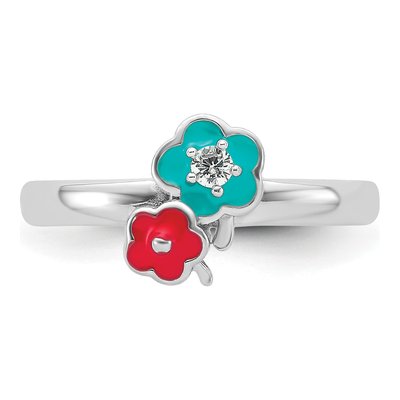 Sterling Silver CZ Girls' Floral Ring – view 5