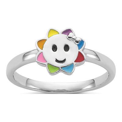 Sterling Silver Girl's Smiling Sun Ring