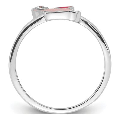 Sterling Silver CZ Girls' Enamel Elephant Ring – view 3